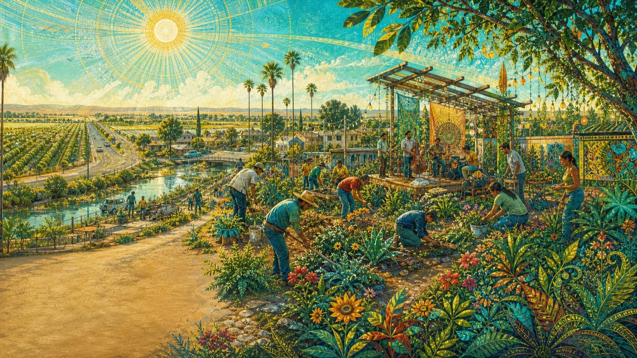 Worthwhile — Adults rebuild a neglected Merced community garden and small music stage as hard work turns dry ground into flowers and shade Worthwhile — Adults rebuild a neglected Merced community garden and small music stage as hard work turns dry ground into flowers and shade